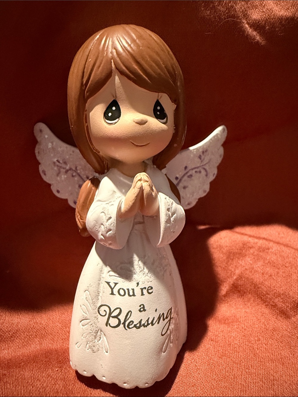 Precious Moments Angel Figurine White and Brown 3in. Height New in box